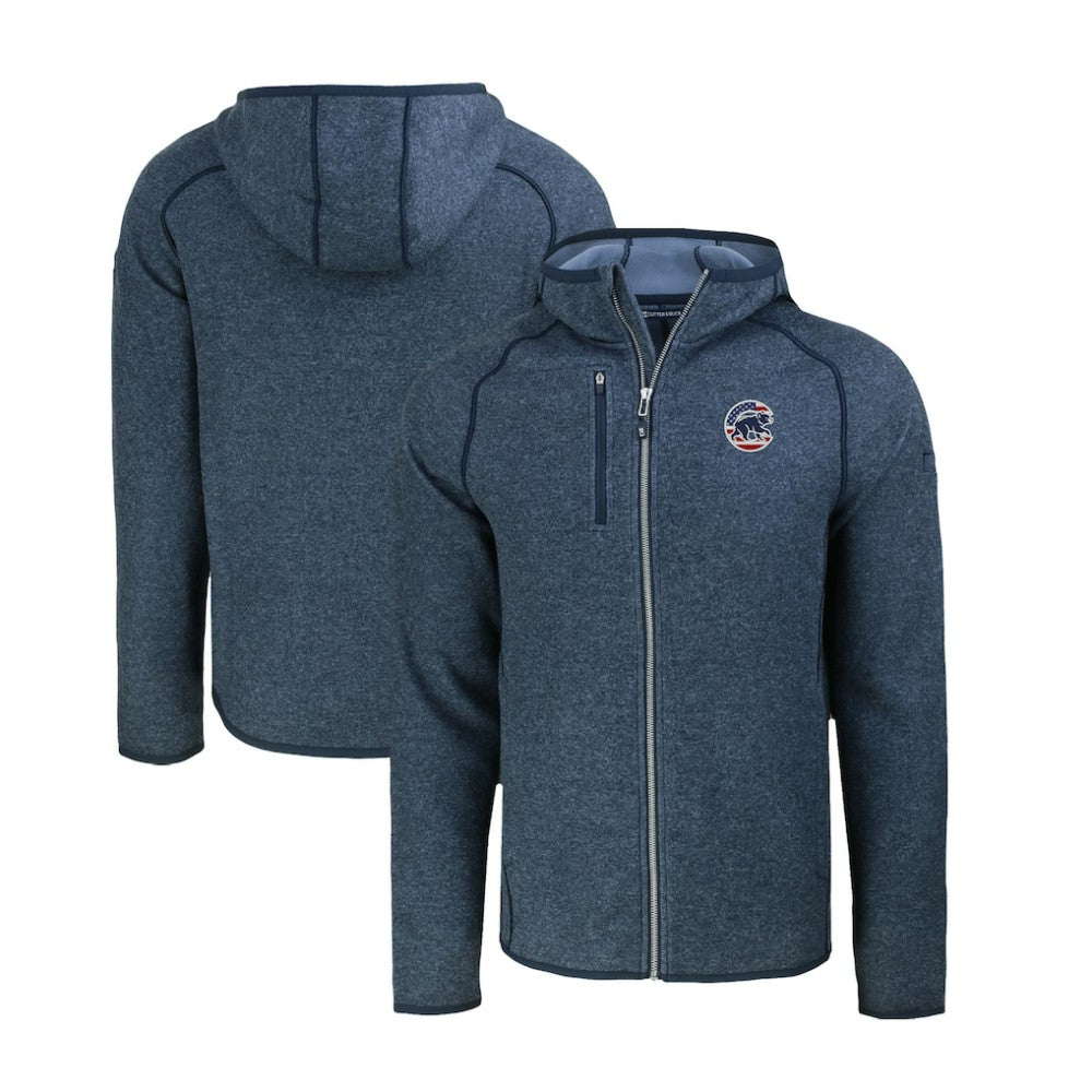 Chicago Cubs Cutter & Buck Stars & Stripes Mainsail Sweater-Knit Full-Zip Hoodie - Heather Navy Hoodies