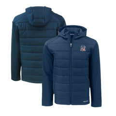 New York Yankees Cutter & Buck Stars & Stripes Evoke Hybrid Eco Softshell Recycled Full-Zip Hoodie Jacket - Navy Jackets