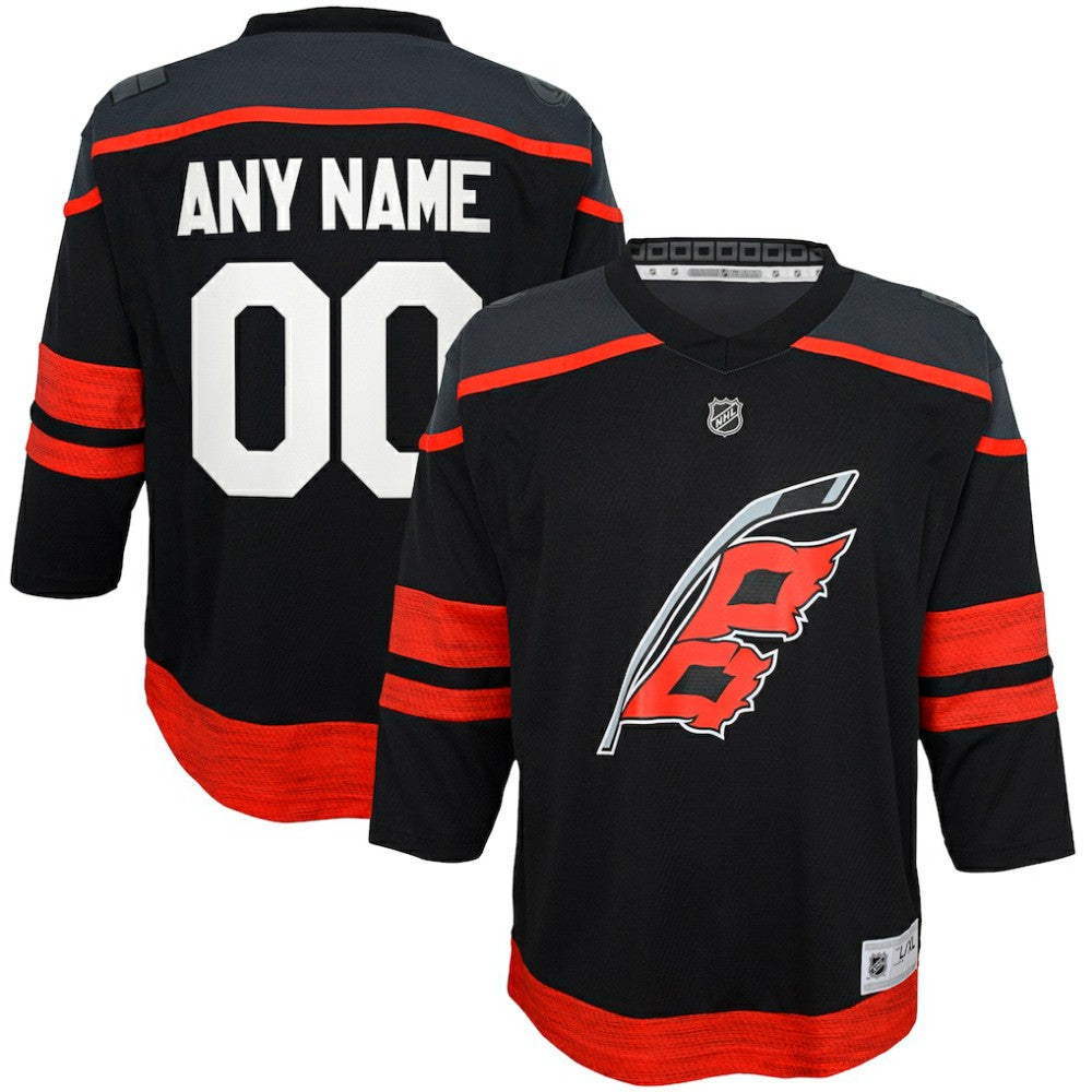 Carolina Hurricanes Youth Home Replica Custom Jersey - Black | US 200663287