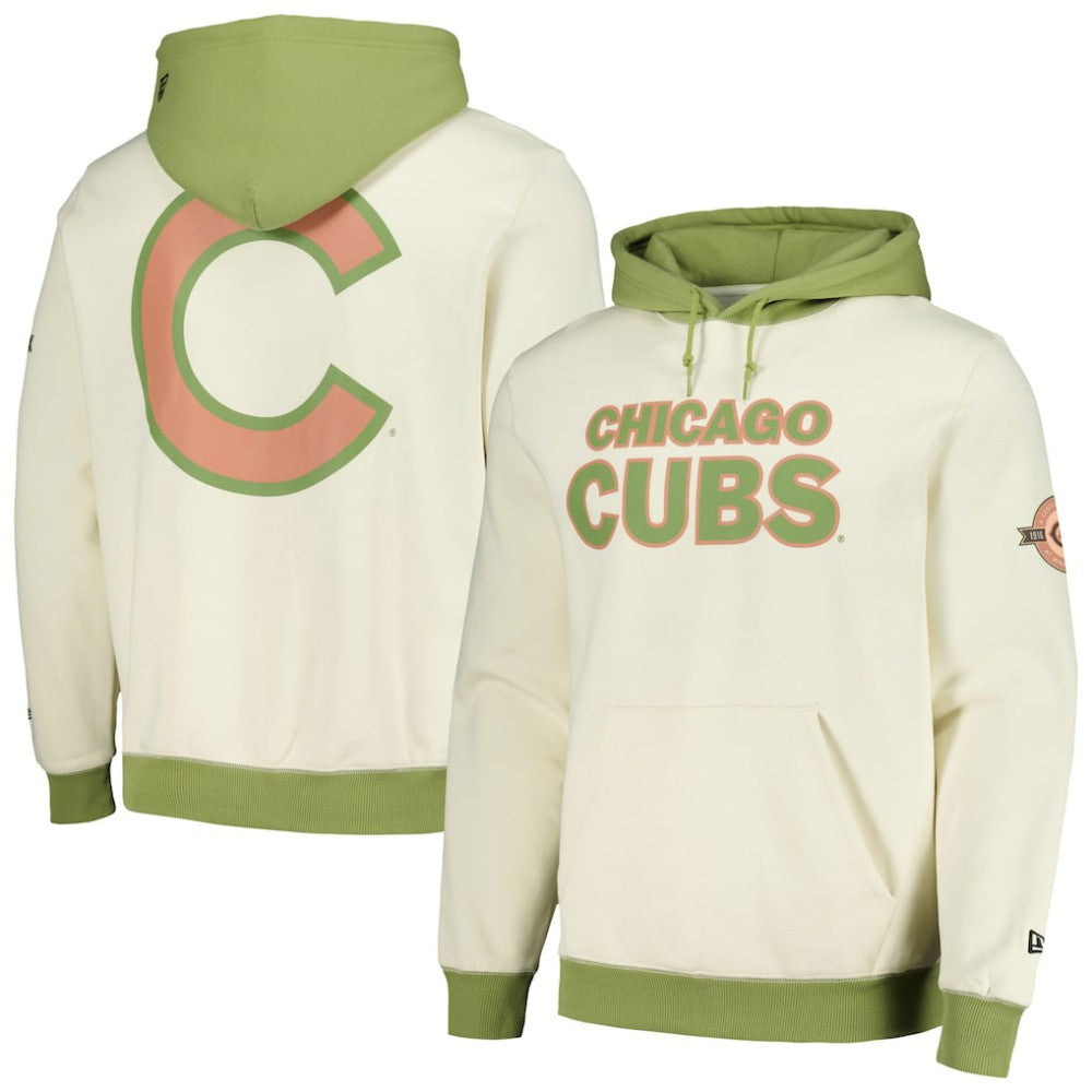 Chicago Cubs New Era Color Pop Pullover Hoodie - Cream/Green Hoodies