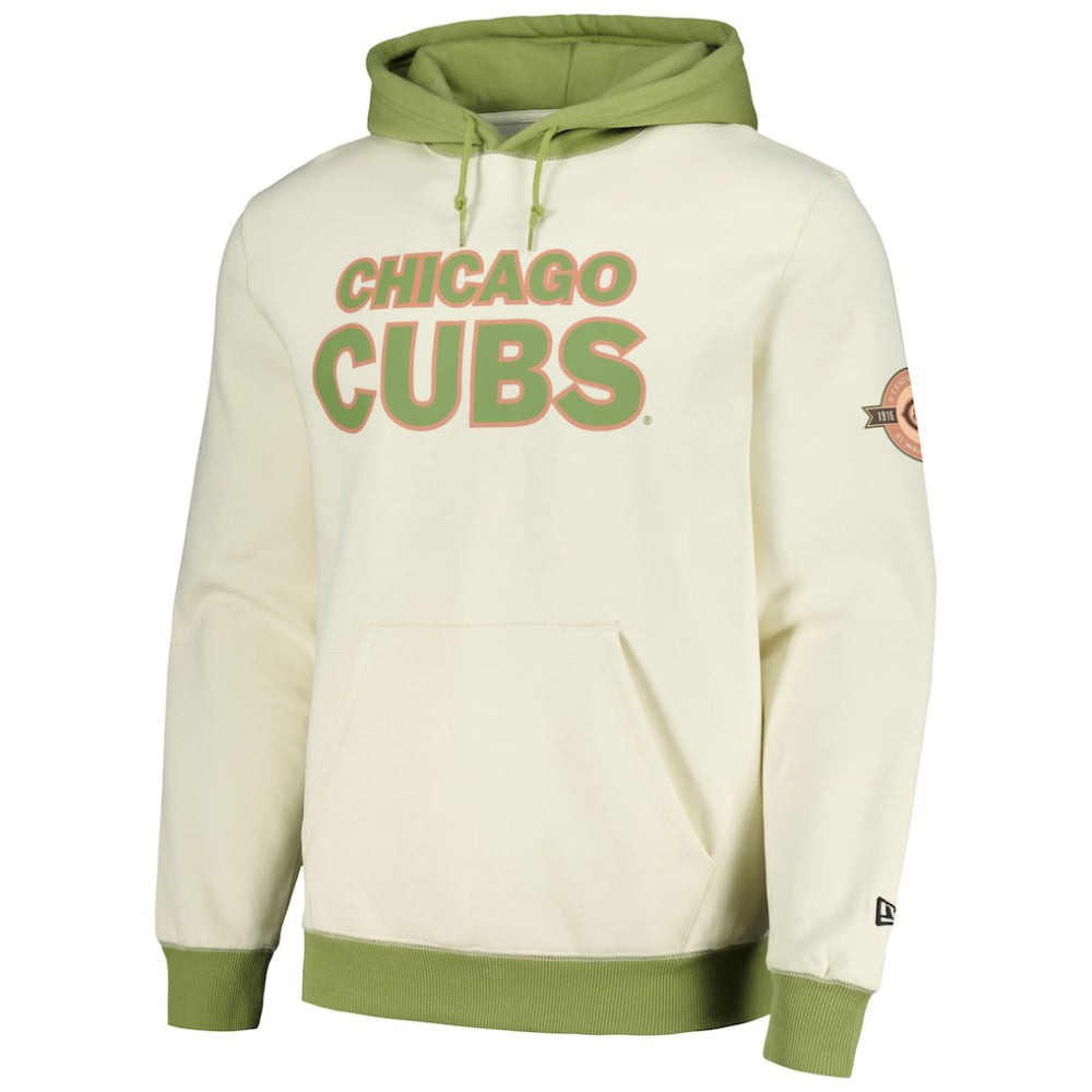 Chicago Cubs New Era Color Pop Pullover Hoodie - Cream/Green Hoodies