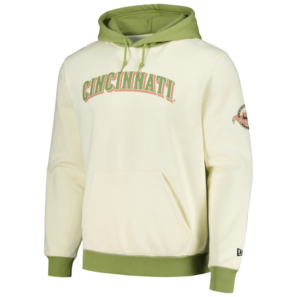 Cincinnati Reds New Era Color Pop Pullover Hoodie - Cream/Green Hoodies