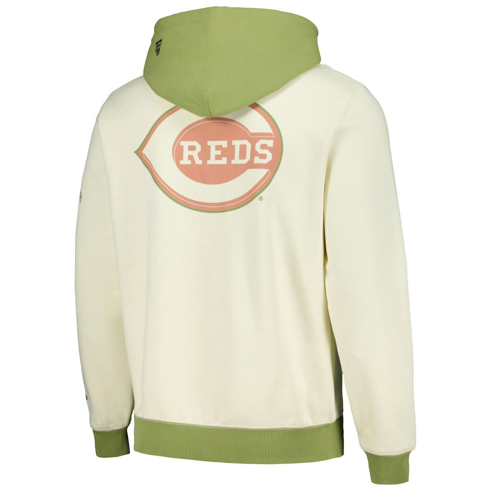 Cincinnati Reds New Era Color Pop Pullover Hoodie - Cream/Green Hoodies