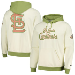 St. Louis Cardinals New Era Color Pop Pullover Hoodie - Cream/Green Hoodies
