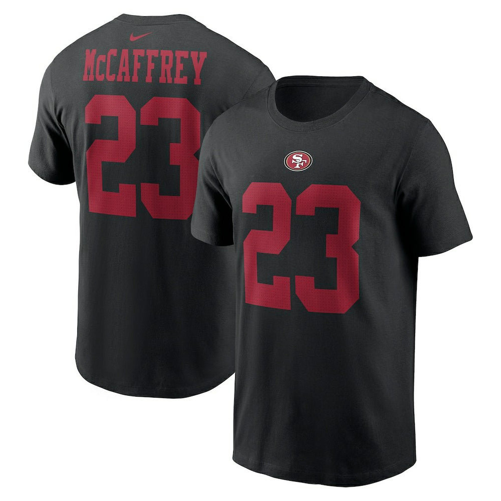 Christian McCaffrey San Francisco 49ers Player Name & Number T-Shirt - Black T-shirts