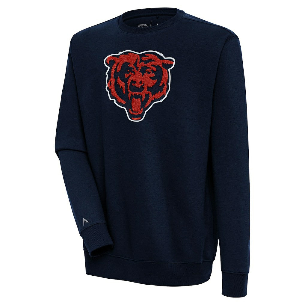 Chicago Bears Antigua Victory Crewneck Pullover Sweatshirt - Navy Pullover
