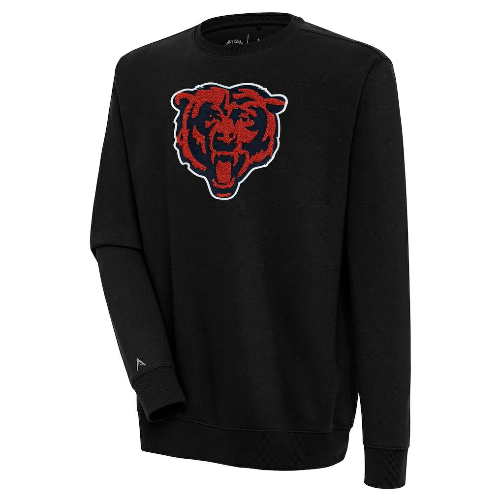 Chicago Bears Antigua Victory Crewneck Pullover Sweatshirt - Black Pullover
