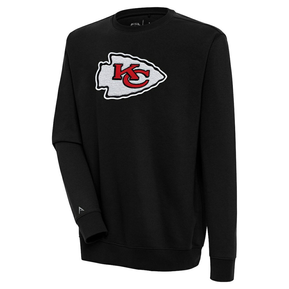 Kansas City Chiefs Antigua Victory Crewneck Pullover Sweatshirt - Black Pullover