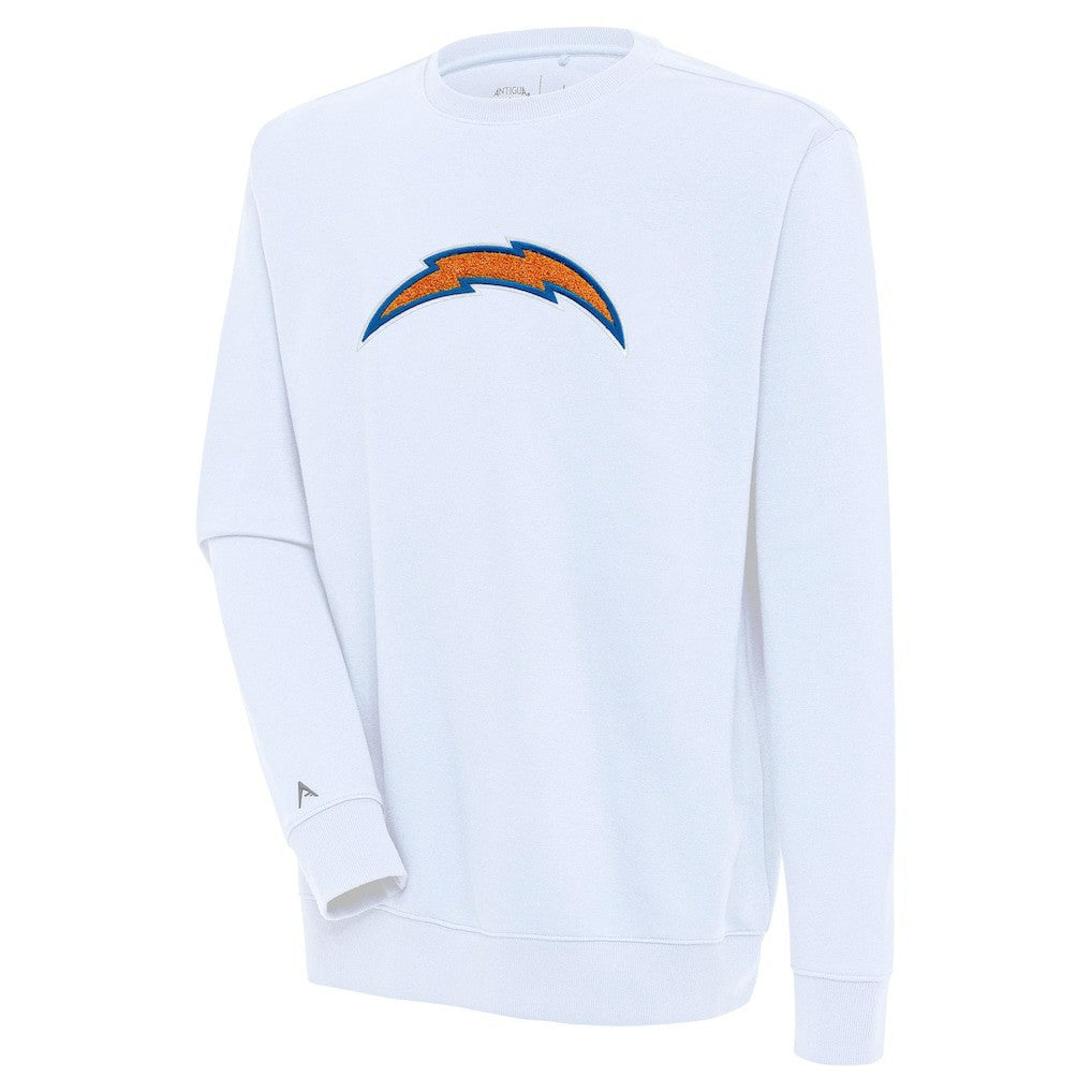 Los Angeles Chargers Antigua Victory Crewneck Pullover Sweatshirt - White Pullover