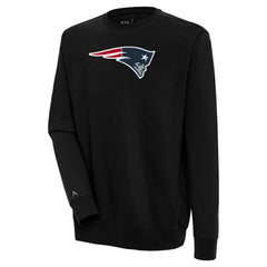 New England Patriots Antigua Victory Crewneck Pullover Sweatshirt - Black Pullover
