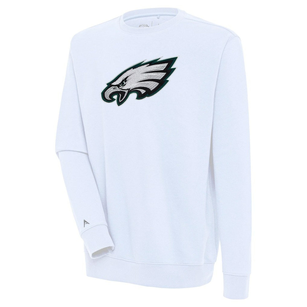 Philadelphia Eagles Antigua Victory Crewneck Pullover Sweatshirt - White Pullover