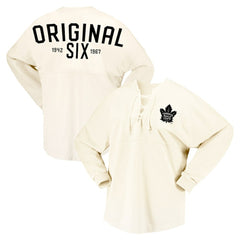 Toronto Maple Leafs Fanatics Women's Original Six Lace-Up Spirit Jersey Long Sleeve T-Shirt - Cream | US 200668345
