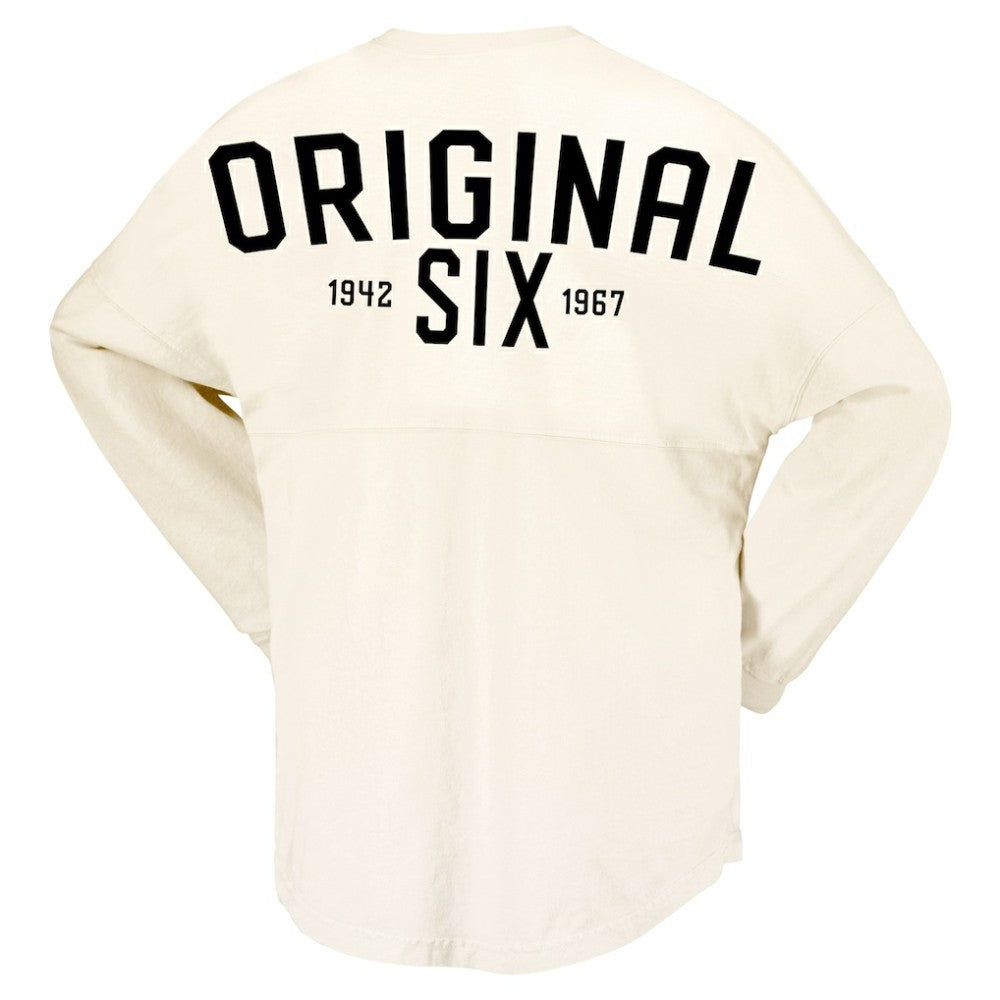 Toronto Maple Leafs Fanatics Women's Original Six Lace-Up Spirit Jersey Long Sleeve T-Shirt - Cream | US 200668345