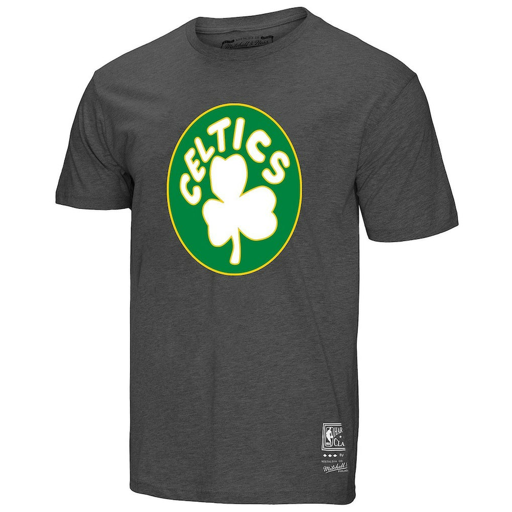 Boston Celtics Unisex Hardwood Classics MVP Throwback Logo T-Shirt Heather Gray - Mitchell & Ness