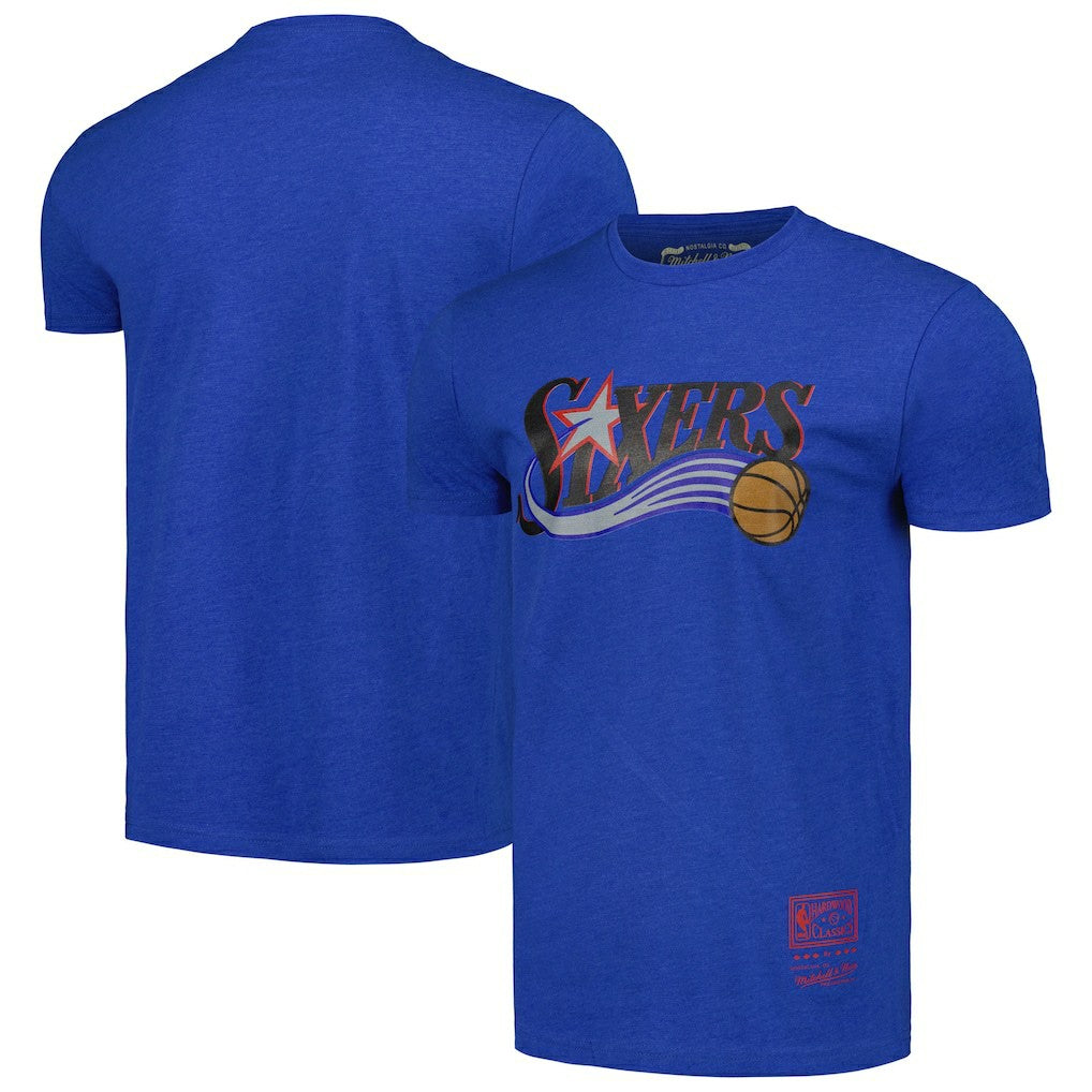 Philadelphia 76ers Unisex Hardwood Classics MVP Throwback Logo T-Shirt Royal - Mitchell & Ness