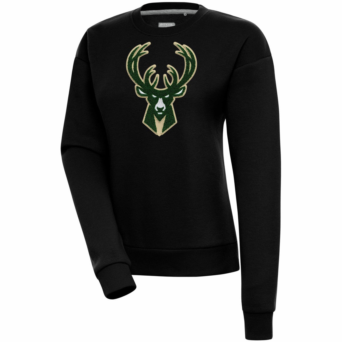 Milwaukee Bucks Antigua Women's Victory Crewneck Pullover Sweatshirt Black