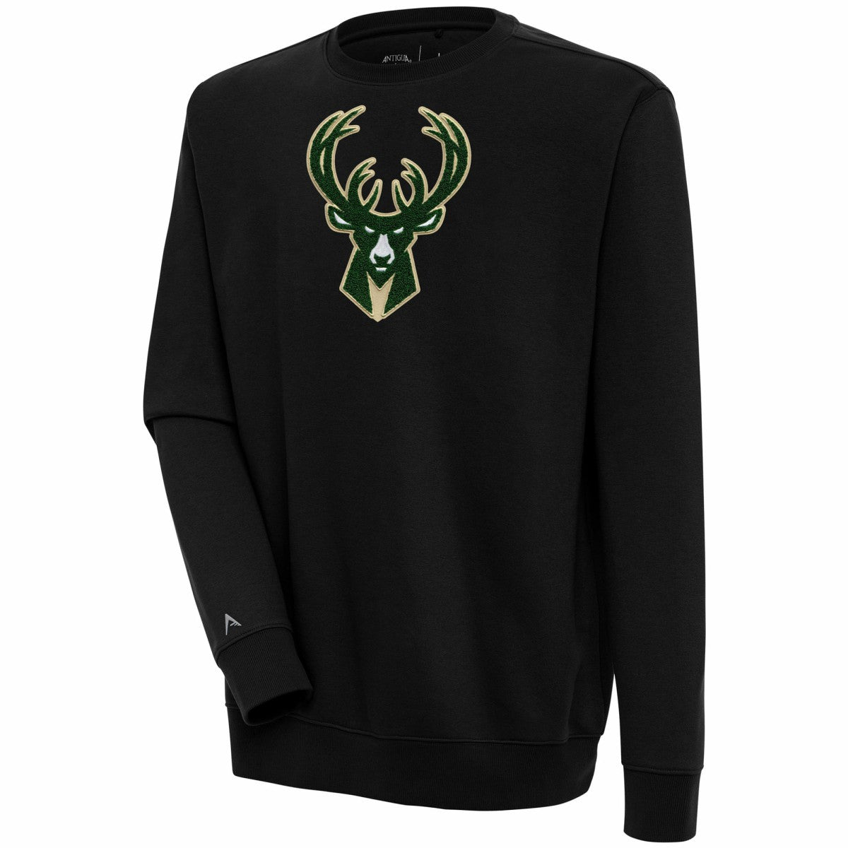 Milwaukee Bucks Antigua Victory Crewneck Pullover Sweatshirt Black outlet
