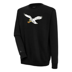 Philadelphia Eagles Adult Throwback Logo Victory Crewneck Pullover Sweatshirt - Black Pullover