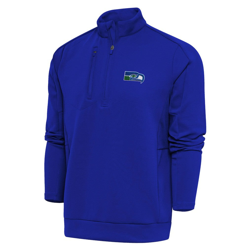 Seattle Seahawks Adult Throwback Logo Generation Quarter-Zip Pullover Top - Royal Pullover