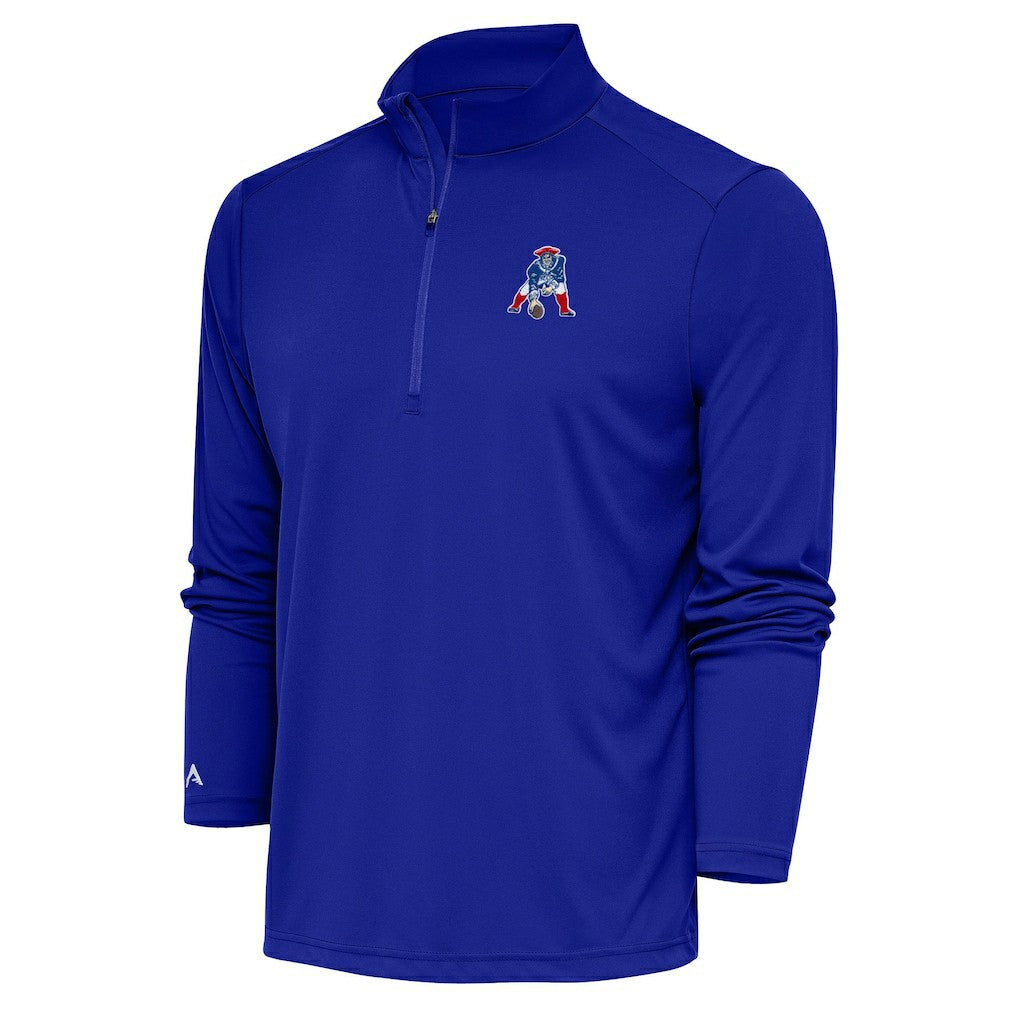 New England Patriots Adult Throwback Logo Tribute Quarter-Zip Pullover - Royal Pullover