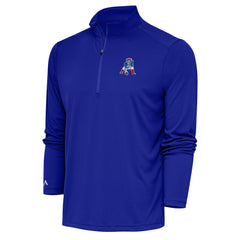 New England Patriots Adult Throwback Logo Tribute Quarter-Zip Pullover - Royal Pullover