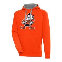 Cleveland Browns Adult Throwback Logo Victory Pullover Hoodie - Orange Hoodies