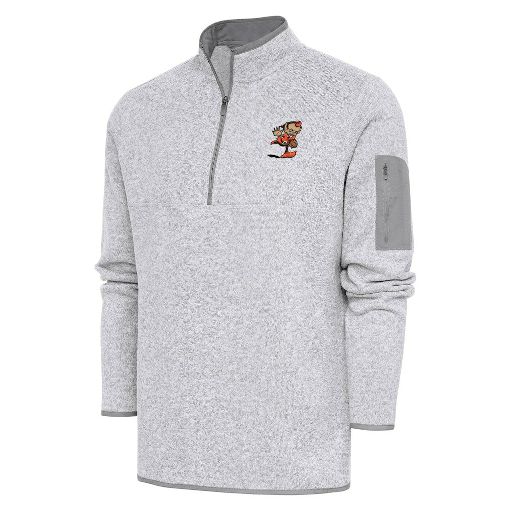 Cleveland Browns Adult Throwback Logo Fortune Quarter-Zip Pullover Jacket - Heather Gray Pullover