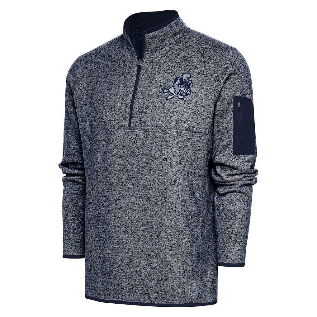 Dallas Cowboys Adult Throwback Logo Fortune Quarter-Zip Pullover Jacket - Heather Navy Pullover