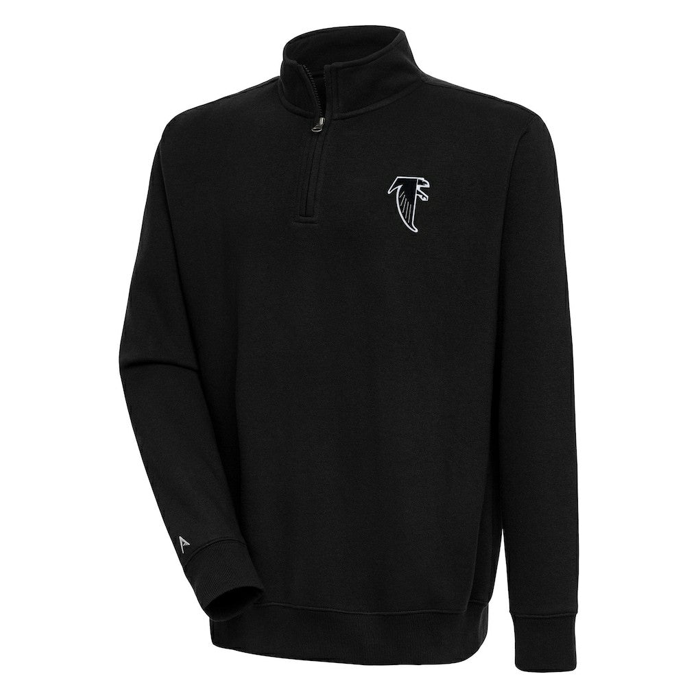 Atlanta Falcons Adult Throwback Logo Victory Quarter-Zip Pullover Top - Black Pullover