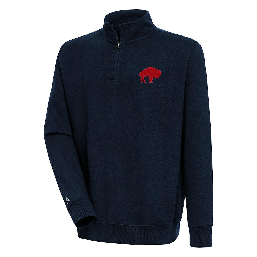 Buffalo Bills Adult Throwback Logo Victory Quarter-Zip Pullover Top - Navy Pullover