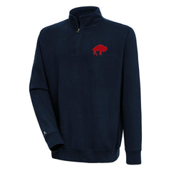 Buffalo Bills Adult Throwback Logo Victory Quarter-Zip Pullover Top - Navy Pullover