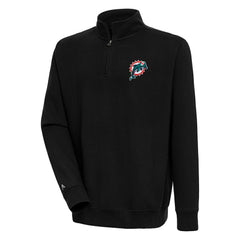 Miami Dolphins Adult Throwback Logo Victory Quarter-Zip Pullover Top - Black Pullover