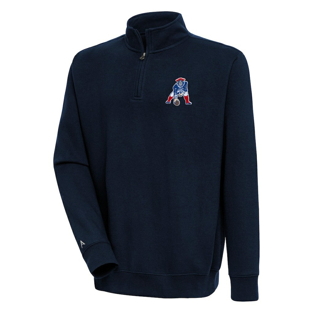 New England Patriots Adult Throwback Logo Victory Quarter-Zip Pullover Top - Navy Pullover
