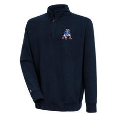 New England Patriots Adult Throwback Logo Victory Quarter-Zip Pullover Top - Navy Pullover