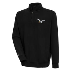 Philadelphia Eagles Adult Throwback Logo Victory Quarter-Zip Pullover Top - Black Pullover