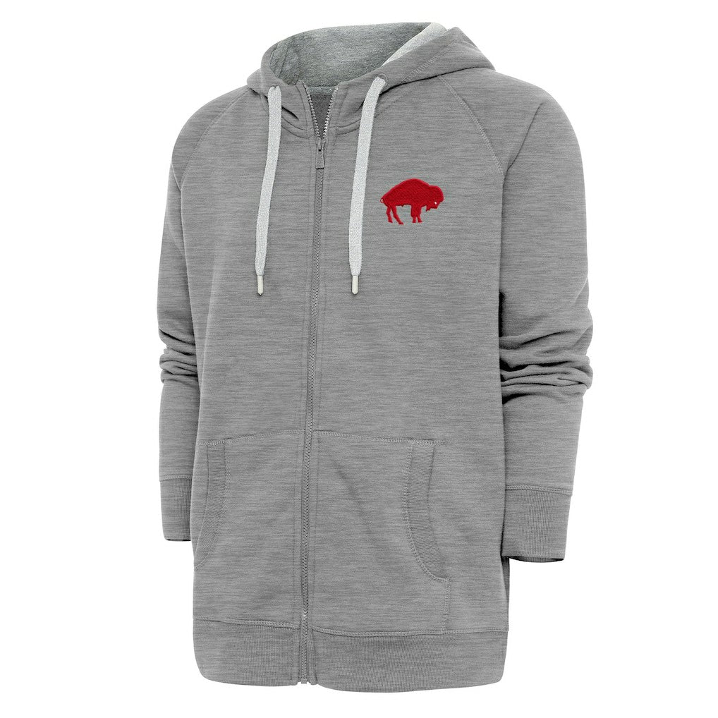 Buffalo Bills Adult Throwback Logo Victory Full-Zip Hoodie - Heather Gray Hoodies