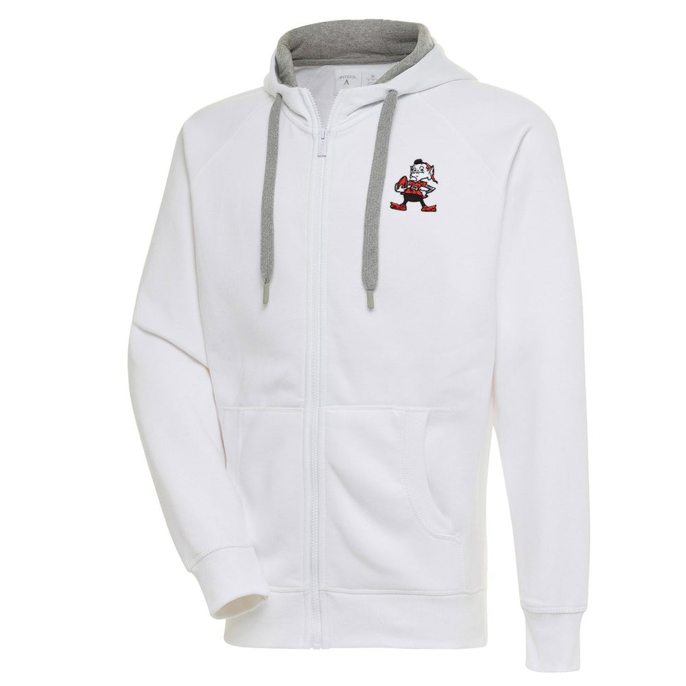 Cleveland Browns Adult Throwback Logo Victory Full-Zip Hoodie - White Hoodies