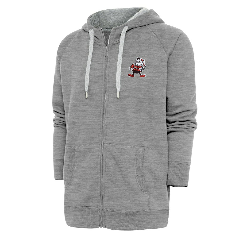 Cleveland Browns Adult Throwback Logo Victory Full-Zip Hoodie - Heather Gray Hoodies