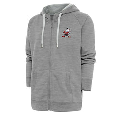Cleveland Browns Adult Throwback Logo Victory Full-Zip Hoodie - Heather Gray Hoodies