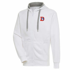 Denver Broncos Adult Throwback Logo Victory Full-Zip Hoodie - White Hoodies