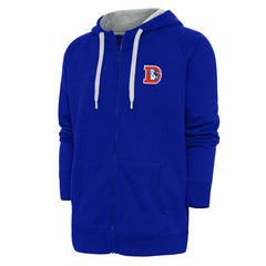 Denver Broncos Adult Throwback Logo Victory Full-Zip Hoodie - Royal Hoodies