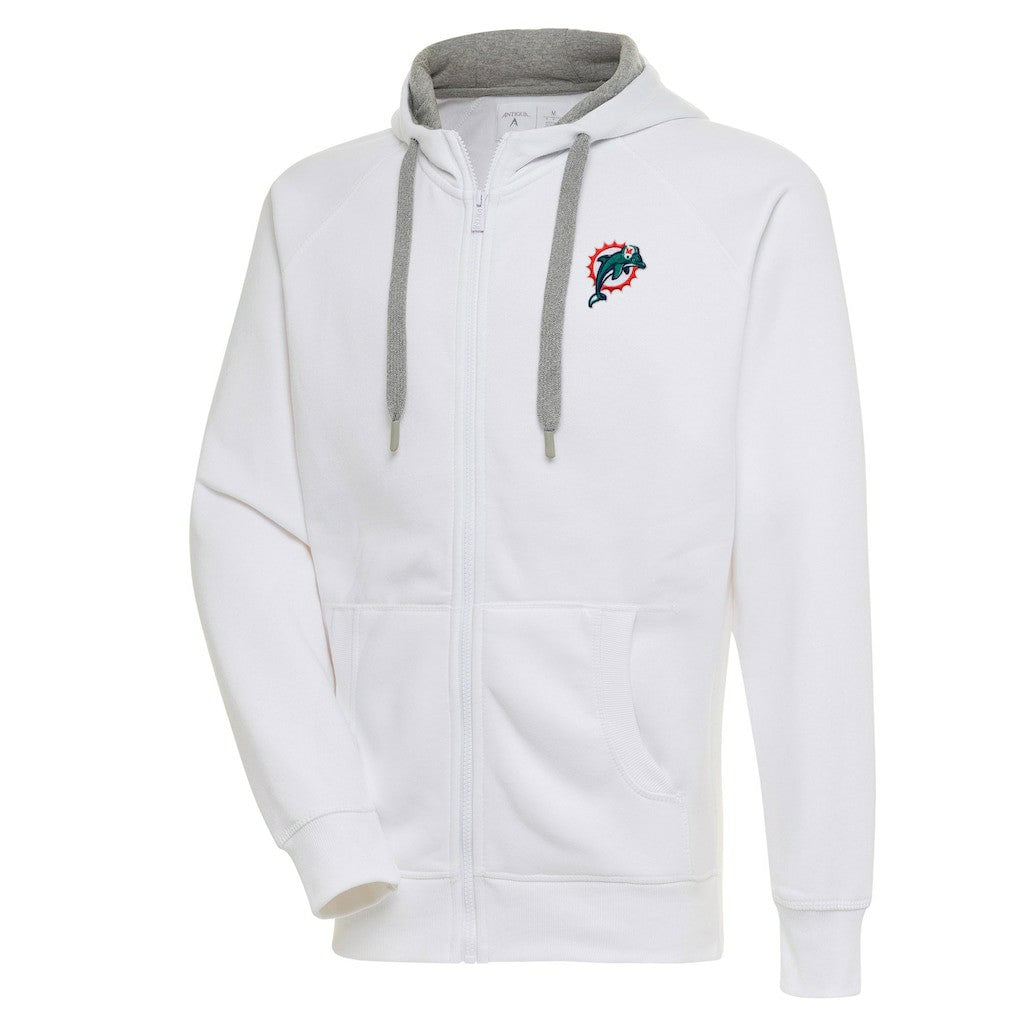 Miami Dolphins Adult Throwback Logo Victory Full-Zip Hoodie - White Hoodies