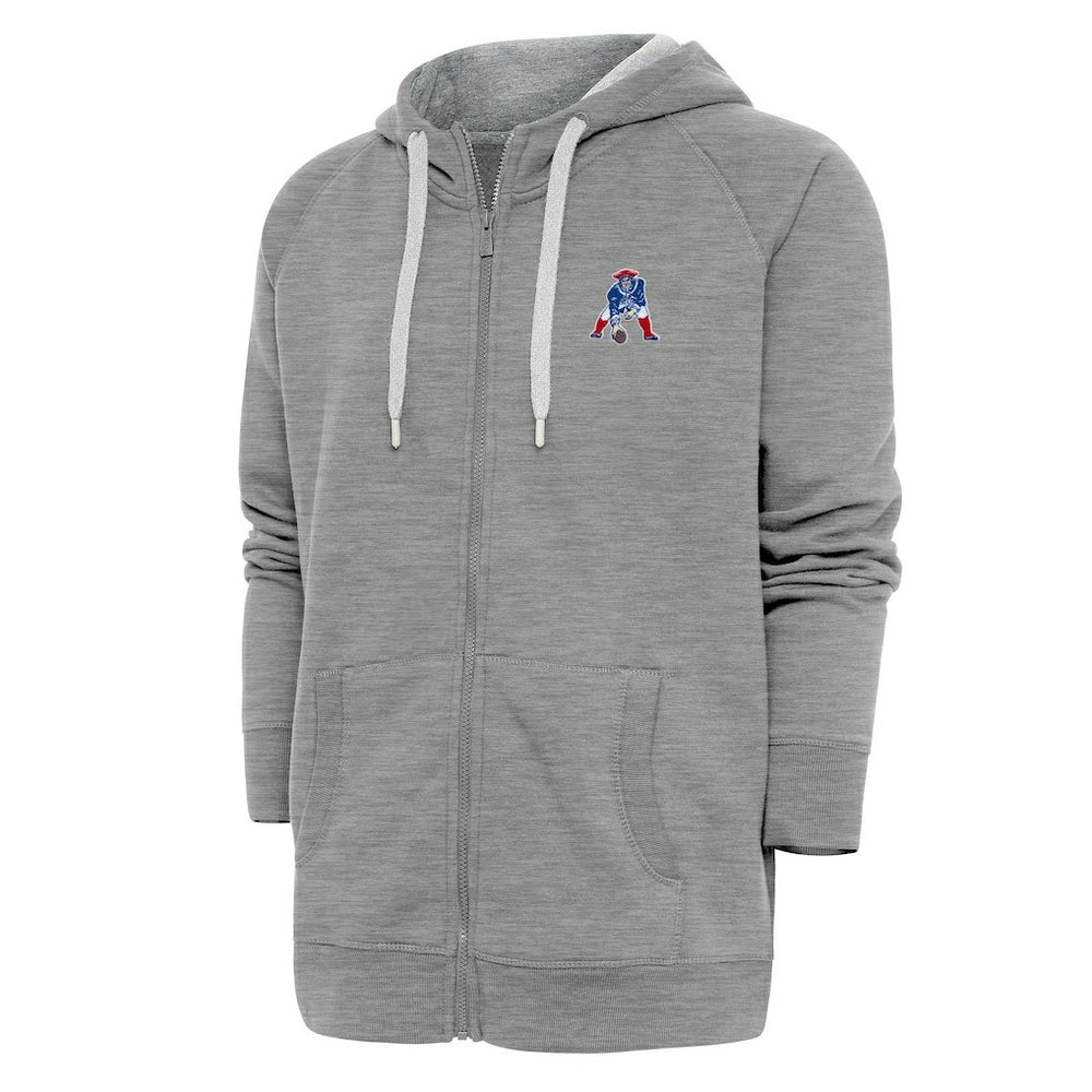 New England Patriots Adult Throwback Logo Victory Full-Zip Hoodie - Heather Gray Hoodies