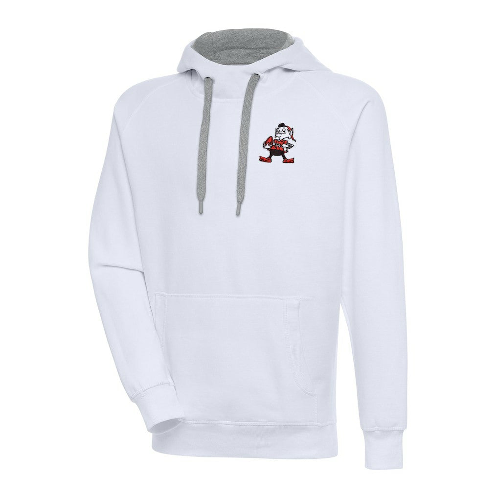 Cleveland Browns Adult Throwback Logo Victory Pullover Hoodie - White Hoodies