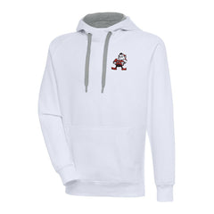 Cleveland Browns Adult Throwback Logo Victory Pullover Hoodie - White Hoodies