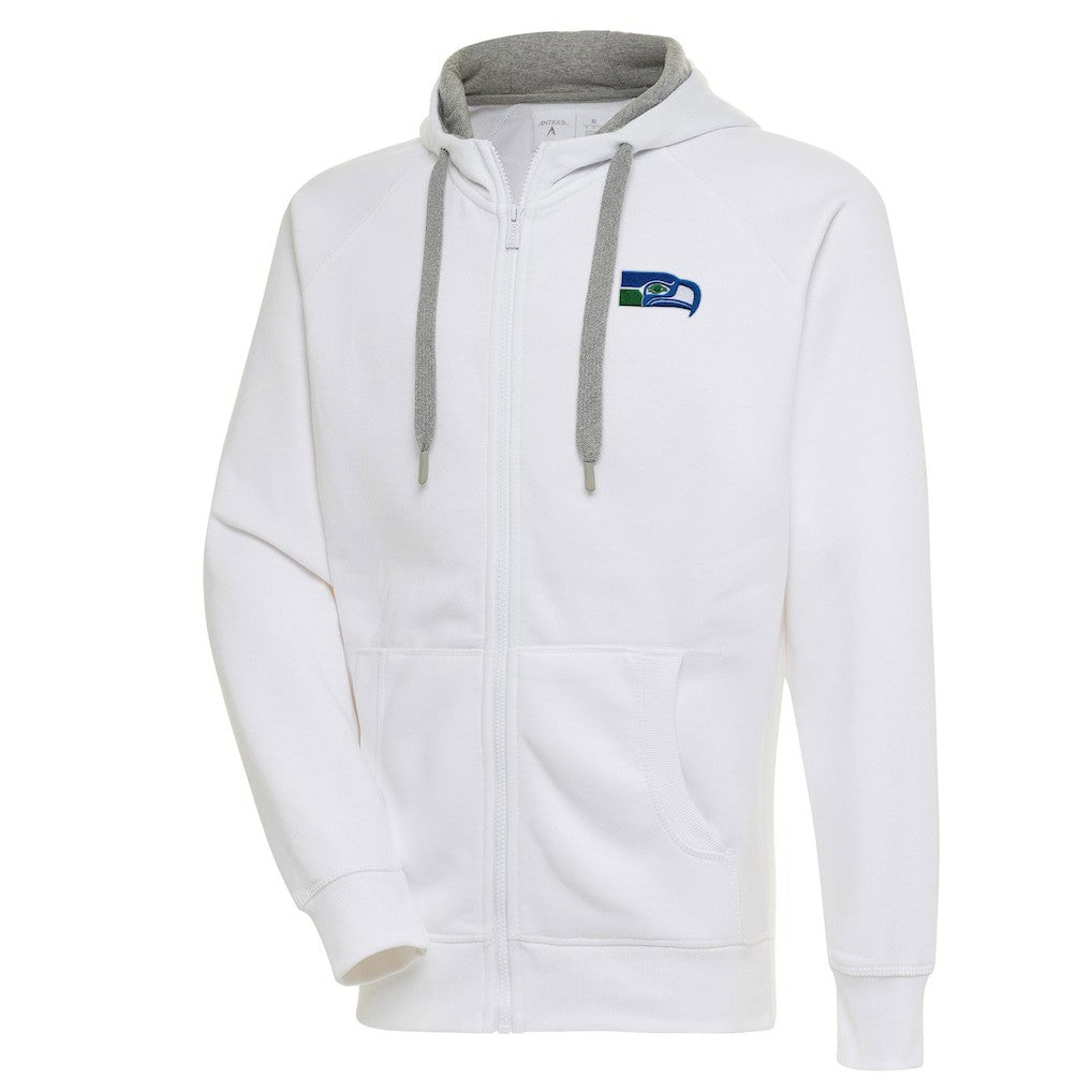 Seattle Seahawks Adult Throwback Logo Victory Full-Zip Hoodie - White Hoodies