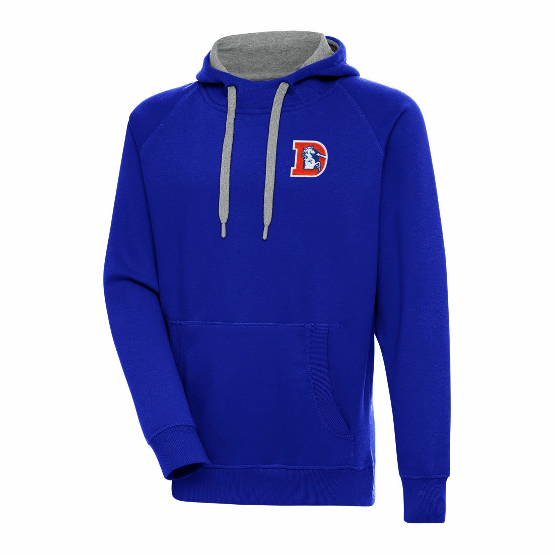 Denver Broncos Adult Throwback Logo Victory Pullover Hoodie - Royal Hoodies