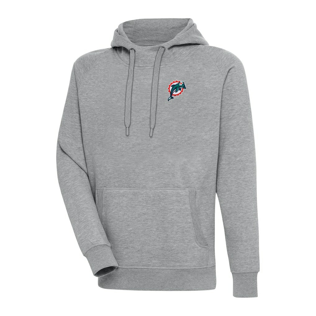 Miami Dolphins Adult Throwback Logo Victory Pullover Hoodie - Heather Gray Hoodies