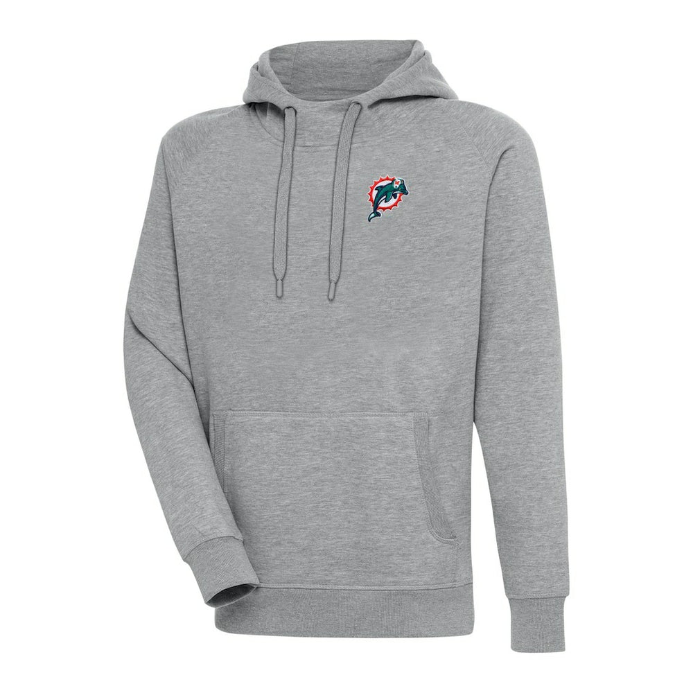 Miami Dolphins Adult Throwback Logo Victory Pullover Hoodie - Heather Gray Hoodies