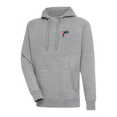 Miami Dolphins Adult Throwback Logo Victory Pullover Hoodie - Heather Gray Hoodies